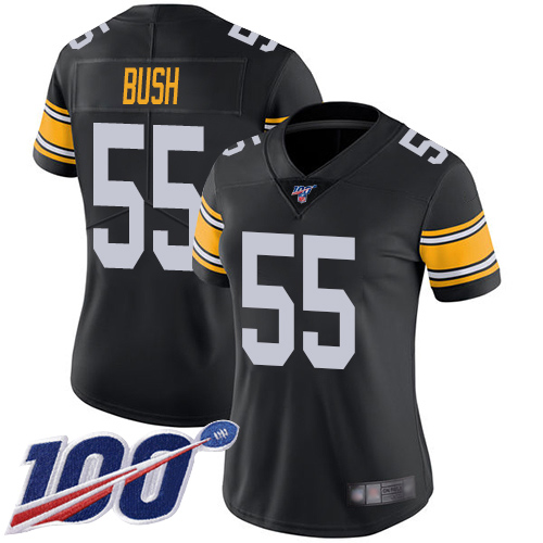 Women Pittsburgh Steelers Football 55 Limited Black Devin Bush Alternate 100th Season Vapor Untouchable Nike NFL Jersey